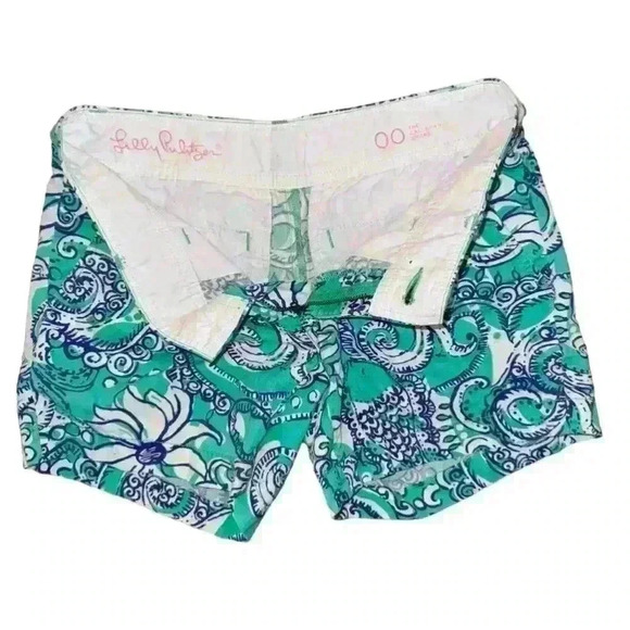 Women's Lilly Pulitzer Callahan Shorts, Size 00, Green & Green-Sea and be seen - Picture 3 of 4